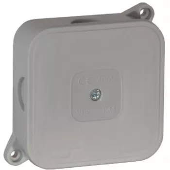 VIPLAST VP-2 paviršinio montavimo jungiamųjų dėžutė, tuščia, 4 kabelių įvadai, IP44, pilka, 85x85x35 mm
