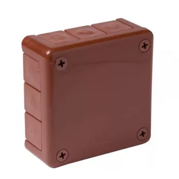 VIPLAST VP-41 paviršinio montavimo tuščia skirstomoji dėžutė, 12 kabelių įvadų, ruda, IP55, 98x98x42 mm