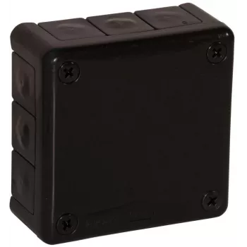 VIPLAST VP-41 paviršinio montavimo tuščia jungiamųjų dėžutė su 12 kabelių įvadų, juoda, IP55, 98x98x42mm