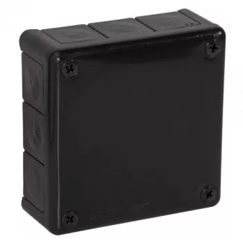 VIPLAST VP-51 paviršinio montavimo tuščia jungčių dėžutė, 12 kabelių įvadų, IP55, juoda, 118x118x46 mm, 051-05