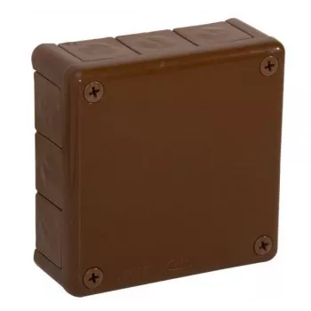 VIPLAST VP-51 paviršinio montavimo jungiamoji dėžutė, 12 kabelių įvadų, ruda, IP55, 118x118x46mm