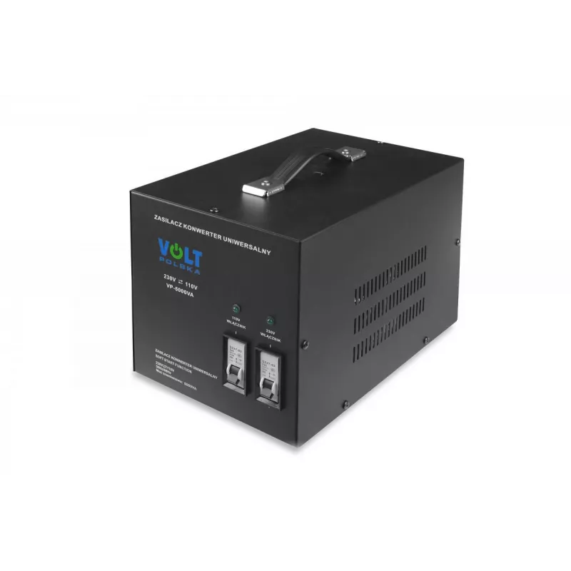 VOLT POLSKA 5000VA įtampos transformatorius 230V į 110V su dviem US lizdais ir Schuko kištukiniu lizdu