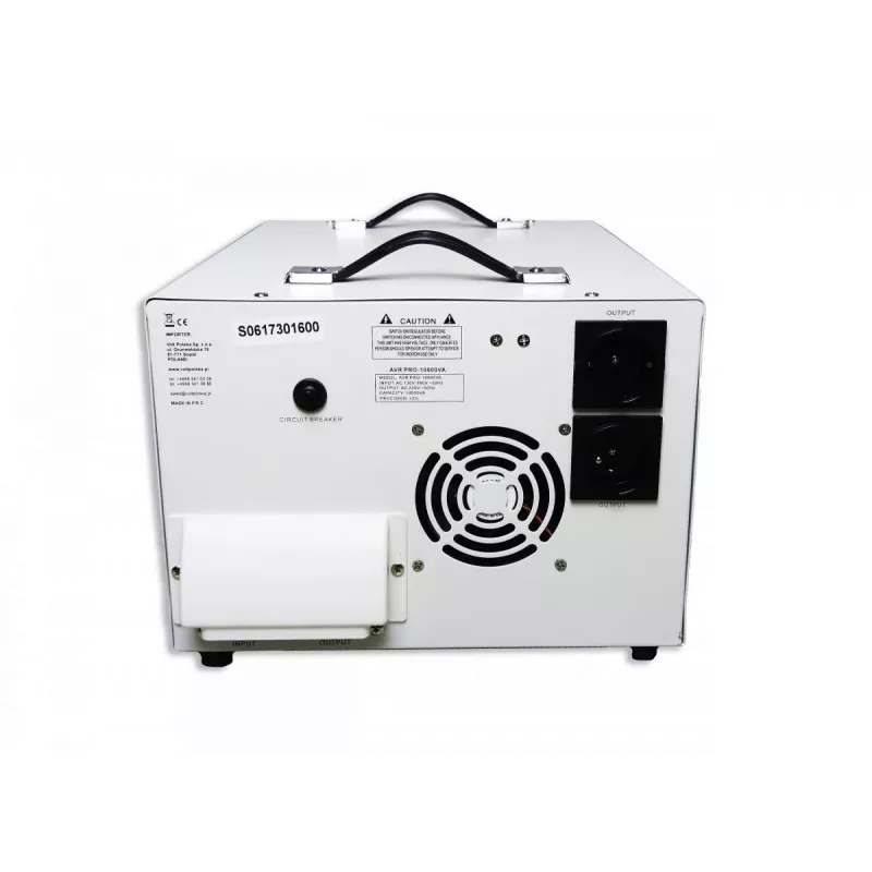 VOLT POLSKA AVR PRO 10000 įtampos stabilizatorius – 10000VA/8000W automatinis įtampos reguliatorius su LCD ekranu
