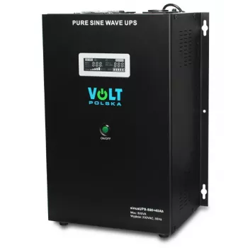 VOLT POLSKA Sinus UPS 500 Line-Interactive UPS, 500VA/300W, gryna sinusoidė, 12V 40Ah išorinė baterija