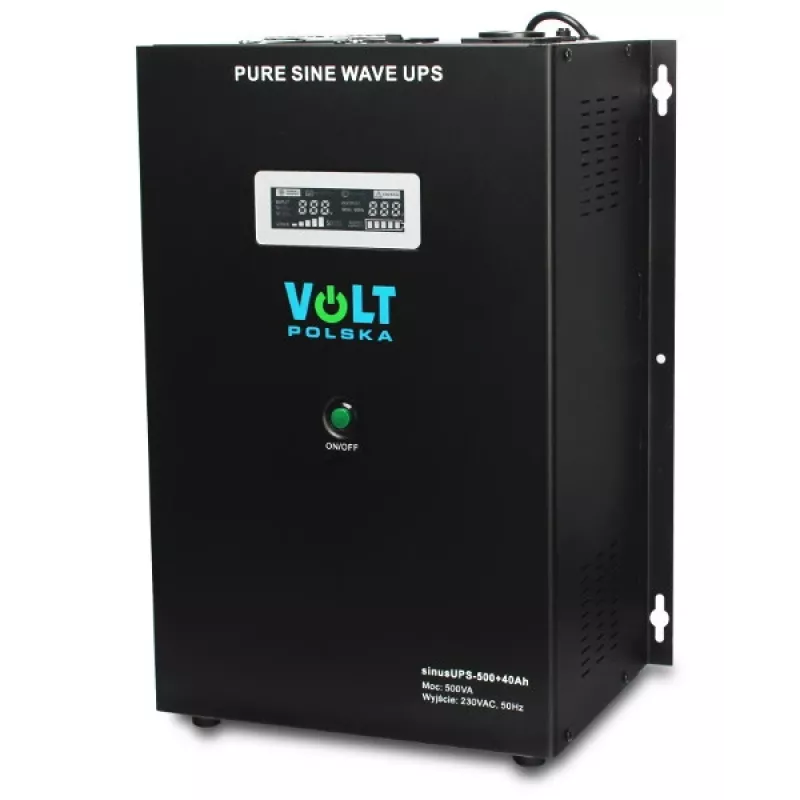 VOLT POLSKA Sinus UPS 500 Line-Interactive UPS, 500VA/300W, gryna sinusoidė, 12V 40Ah išorinė baterija