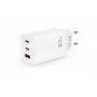 Voltage GaN 67W sieninis įkroviklis, 2x USB-C ir 1x USB-A, PD 3.0, QC 3.0, PPS, EU kištukas, baltas