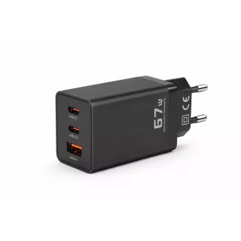 Voltage GaN Charger 67W sieninis įkroviklis, PD 3.0 / QC 3.0, 2x USB-C ir 1x USB-A, EU kištukas, juodas | Kur.lt