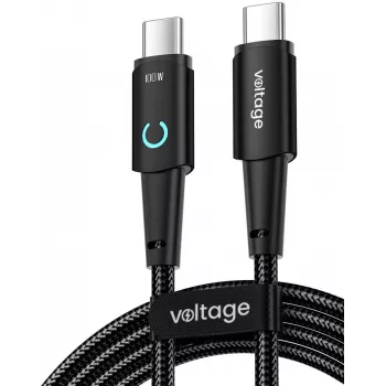 VOLTAGE PowerAngle USB-C į USB-C 100W PD laidas, 1 m, juodas