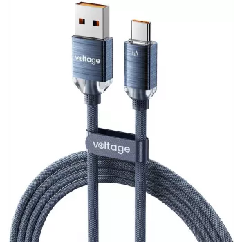 VOLTAGE PureCrystal 66W USB-A į USB-C laidas, 2 m, mėlynas