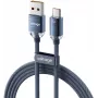 VOLTAGE PureCrystal 66W USB-A į USB-C greito įkrovimo laidas, 1 m, mėlynas | Kur.lt