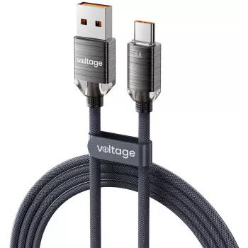 VOLTAGE PureCrystal USB-A į USB-C laidas 66W 1m juodas