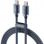 VOLTAGE PureCrystal USB-C į USB-C laidas 100W PD 1m mėlynas