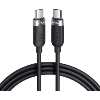 VOLTAGE VEKS100CC100BK USB-C į USB-C silikoninis 100W PD laidas, 1 m, juodas