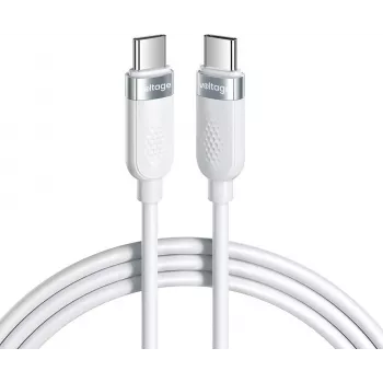 VOLTAGE VEKS100CC100WE Silicone USB-C į USB-C laidas, 100W PD, 1m, baltas