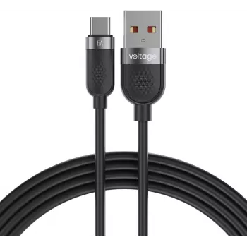 VOLTAGE VEKS66AC100BK USB-A į USB-C silikoninis 66W PD laidas, 100 cm, juodas