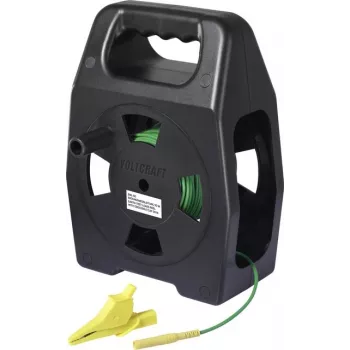 VOLTCRAFT EML-50 įžeminimo matavimo laidas 50 m, žalias, ant ritės, CAT III 1000 V, plastikinio pluošto, didelio atsparumo tempimui (VC-17312695)