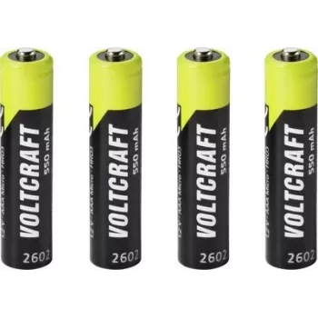 VOLTCRAFT Micro (AAA) NiMH akumuliatoriai 550 mAh 1,2 V Ready to Use, 4 vnt. (VC-17275405)