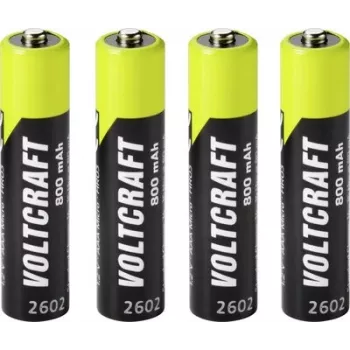 VOLTCRAFT Micro (AAA) NiMH įkraunamos baterijos 800 mAh 1,2 V Ready to Use, 4 vnt. paketas (VC-17275415)