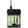 Voltcraft VC-BC4-PB1 2-in-1 NiMH baterijų įkroviklis ir power bankas 4x AA/AAA, 500mA, USB-C įėjimas, USB-A išėjimas, juodas