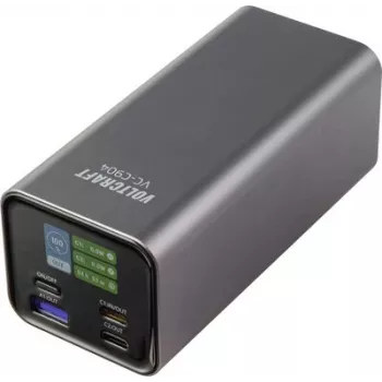 VOLTCRAFT VC-C904 nešiojamas akumuliatorius (power bank) 20000 mAh USB PD 100 W, matinis pilkas, LCD ekranas