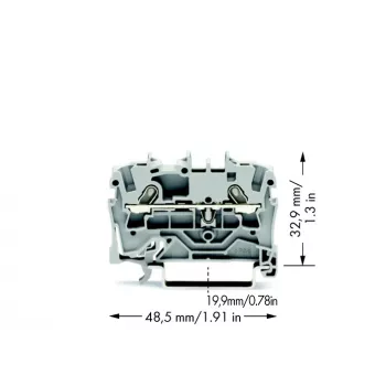 WAGO 2001-1201 Through Terminal Block, 1-Conductor, 800V, 24A, 2,5mm², Gray, Push-in CAGE CLAMP®
