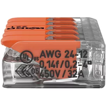 WAGO 221-415 COMPACT jungiamoji gnybtų jungtis 5 laidininkams, 0,2-4 mm², 25 vnt. pakuotė