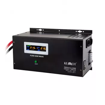 Sieninis nepertraukiamo maitinimo šaltinis KEMOT PROsinus-2200 su gryno sinuso keitikliu ir įkrovikliu 12V 230V 2200VA/1600W