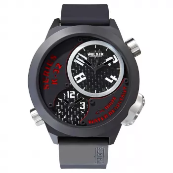 WELDER MAN K32-9201 50mm Analoginis Kvarcinis Laikrodis Juodu Ciferblatu Odiniu Dirželiu
