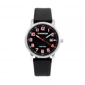Vyriškas laikrodis WENGER 19.041.127 42mm Šveicariškas kvarcinis chronografas mėlynu ciferblatu ir rudo odinio dirželio