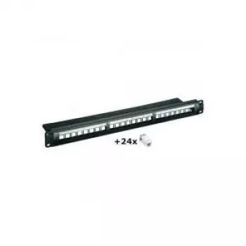 Wentronic 24 prievadų CAT6 UTP prievadų skydas, 1U 19 colių stovo tvirtinimas, juodas (95336)