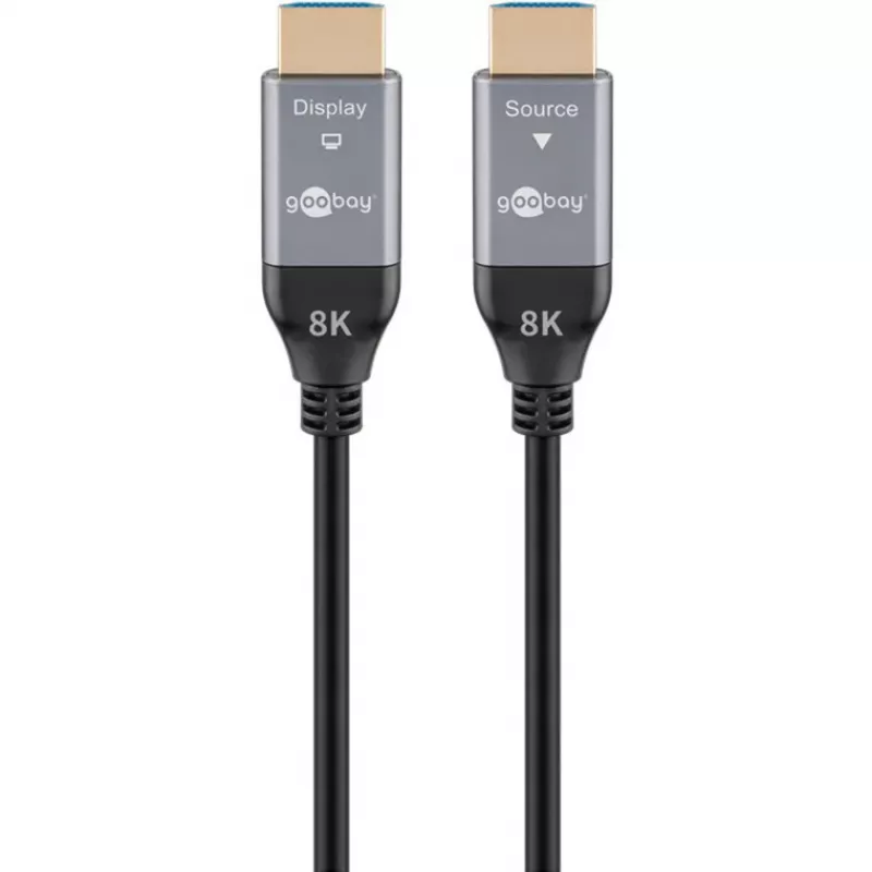 WENTRONIC Goobay 76276 aktyvus optinis HDMI kabelis AOC 8K - 10 m, HDMI 2.1, 48 Gbps, 8K@60Hz, 4K@120Hz, Dynamic HDR, eARC, VRR, ALLM, HDCP 2.3, juodas