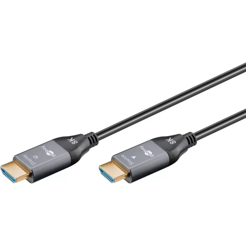 WENTRONIC Goobay 76276 aktyvus optinis HDMI kabelis AOC 8K - 10 m, HDMI 2.1, 48 Gbps, 8K@60Hz, 4K@120Hz, Dynamic HDR, eARC, VRR, ALLM, HDCP 2.3, juodas