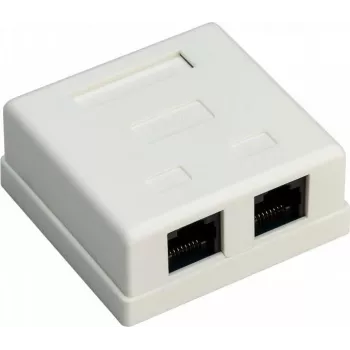 Wentronic Goobay 77633 Cat 6 ekranuotas paviršinis RJ45 tinklo lizdas, 2 prievadų, baltas
