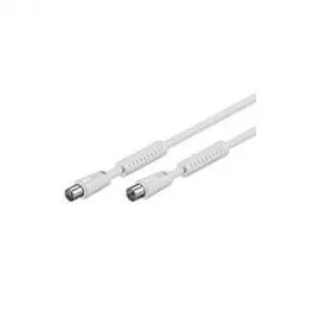 Wentronic Goobay antenos jungiamasis kabelis, 100% ekranuotas, su feritais, baltas, 2,5 m - IEC koaksialinis kištukas į IEC koaksialinį lizdą (50724)