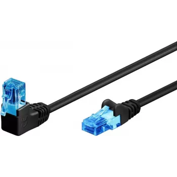 WENTRONIC Goobay CAT 6A tinklo kabelis, 1x 90° kampu, U/UTP, juodas, 10 m - fiksatorius viršuje, CCA varis dengtas aliuminis (51533)