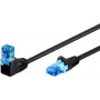 WENTRONIC Goobay CAT 6A tinklo kabelis, 1x 90° kampu, U/UTP, juodas, 10 m - fiksatorius viršuje, CCA varis dengtas aliuminis (51533)