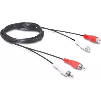 Wentronic Goobay RCA prailginimo kabelis, 2,5 m, 2x RCA male į 2x RCA female, stereo audio, juodas 50026