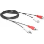 Wentronic Goobay RCA prailginimo kabelis, 2,5 m, 2x RCA male į 2x RCA female, stereo audio, juodas 50026