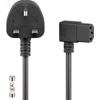 Wentronic Goobay UK 3-Pin to Angled IEC C13 Power Cord, 2 m, Black 45767