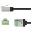 Wentronic Goobay Ultra-Flexible CAT 8.1 Slim S/FTP Patch Cable, juodas, 0,25 m, 40 Gbps, itin trumpi snagless RJ45 74355