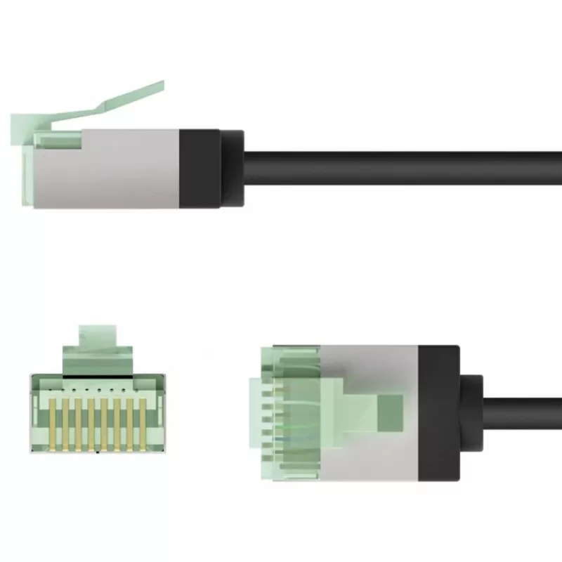 Wentronic Goobay Ultra-Flexible CAT 8.1 Slim S/FTP Patch Cable, juodas, 0,25 m, 40 Gbps, itin trumpi snagless RJ45 74355