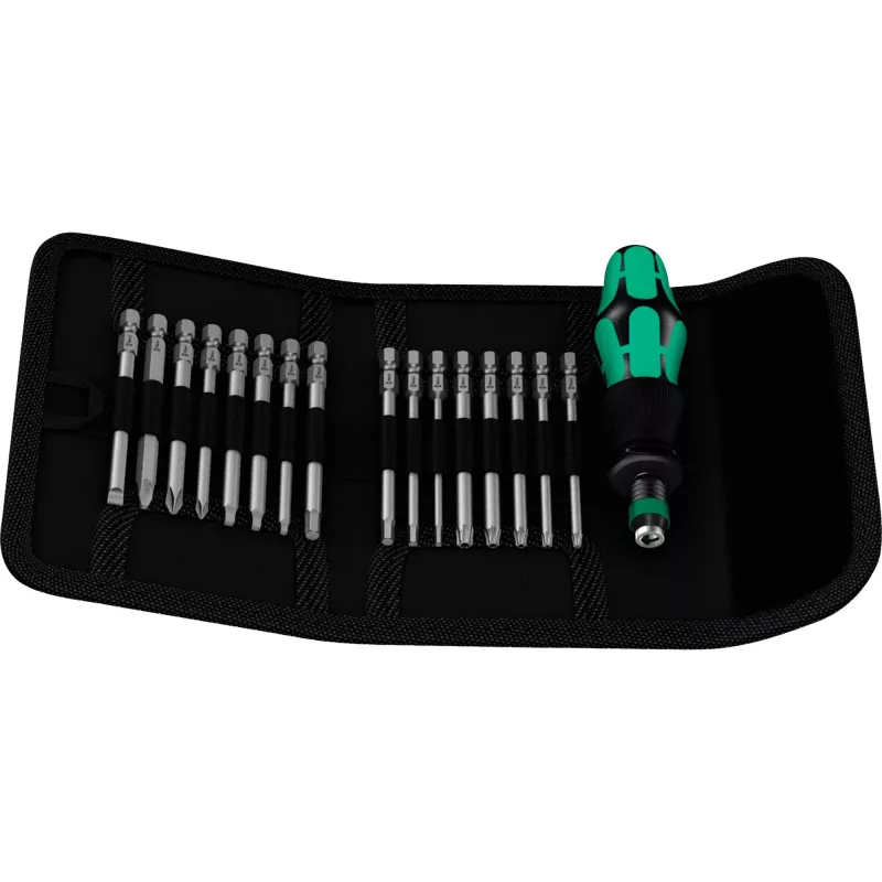 Wera 17 dalių Kraftform Kompakt 60 antgalių rinkinys, plokštieji, Phillips, Pozidriv, TORX BO 05051042001