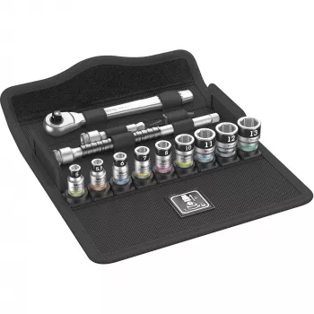Wera 8100 SA 12 HF Zyklop 1/4 inch kalibro metrinių antgalių rinkinys, 13 vnt. su fiksavimo funkcija, 05003756001