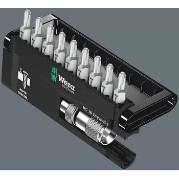 Wera Bit-Check 10 Drywall 1 įrankių rinkinys, 10 dalių, Phillips PH 2, 25 mm, Rapidaptor greito atleidimo laikiklis, gylio ribotuvas, torsiniai antgaliai