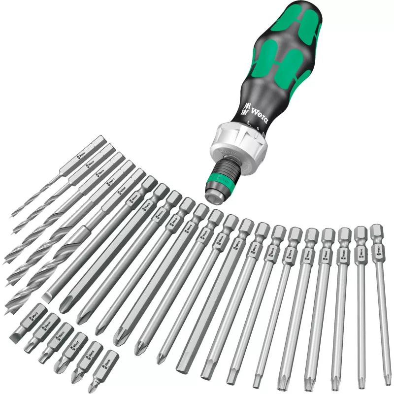 Wera Kraftform Kompakt H 1 Woodcraft rankena su 12 įvairių antgalių – Hex, Phillips, Pozidriv, Torx
