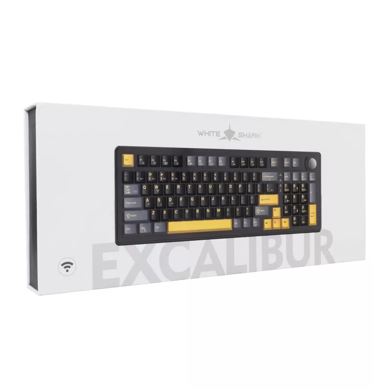 „White Shark EXCALIBUR-B TKL“ mechaninė žaidimų klaviatūra, KTT Wine Red linijiniai, Hot-Swap, per klavišą RGB, juoda