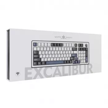 White Shark EXCALIBUR-W mechaninė žaidimų klaviatūra, 75% išdėstymas, KTT Wine Red karšto keitimo, per klavišą RGB, laidinė, balta