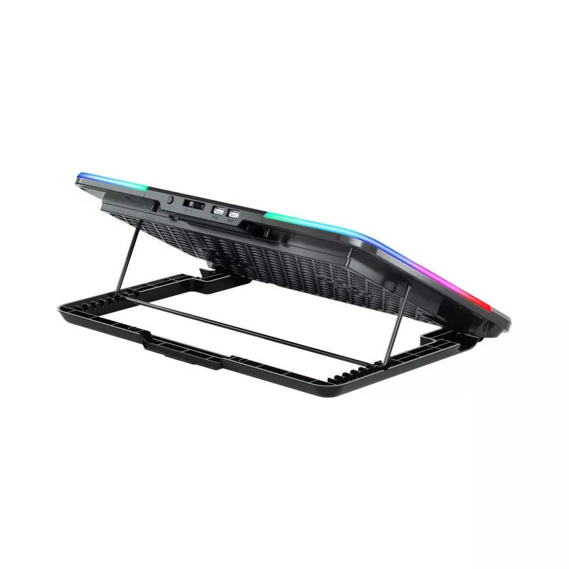 White Shark ICE BLADE GCP-96 dviejų ventiliatorių aušinimo padėklas nešiojamam kompiuteriui su mėlynu LED, iki 17 colių, 5 reguliavimo padėtys