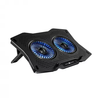 White Shark ICE GUARD GCP-4 aušinimo padėklas su dviem 125 mm mėlynos spalvos LED ventiliatoriais, 5 aukščio padėtimis, iki 17,3 col.