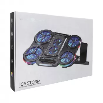White Shark ICE STORM GCP-6 nešiojamojo kompiuterio aušinimo padėklas, 2x125 mm ventiliatoriai, mėlynas LED, USB, iki 17 colių